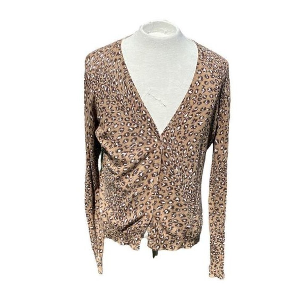 Pure?Alfred Sung animal print cardigan sweater large.  0501